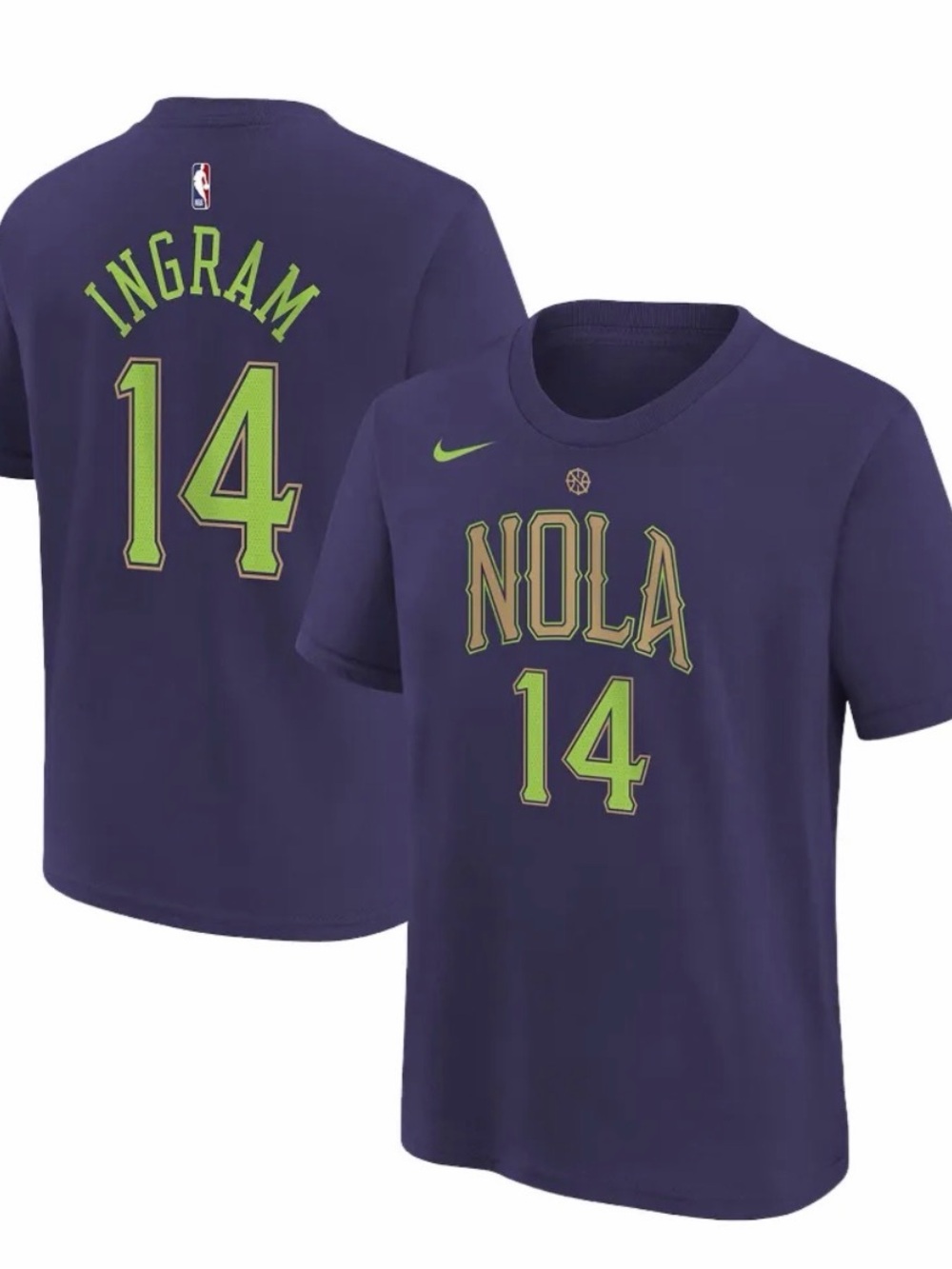 Nike Purple NOLA 14 Ingram Kids Graphic Tee with Lime Accents